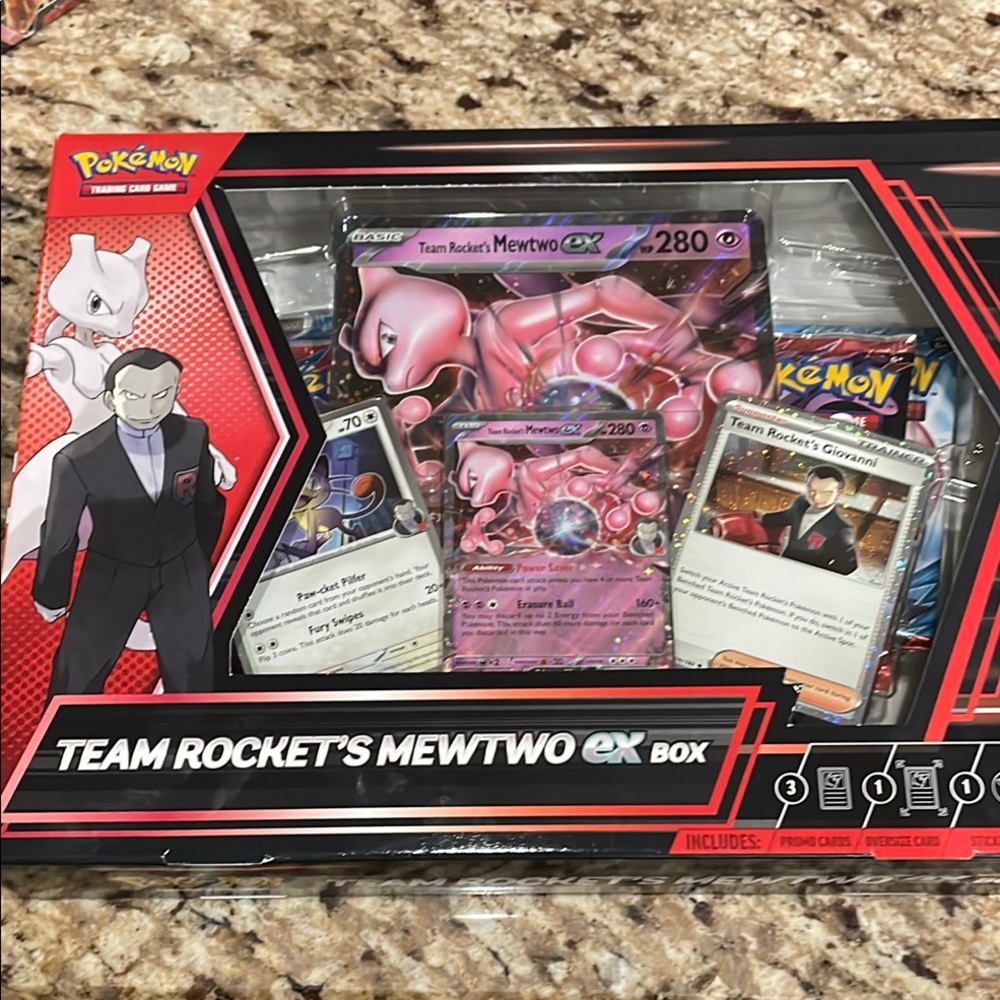 Pokemon Team Rocket's Mewtwo EX Box - Red and Black